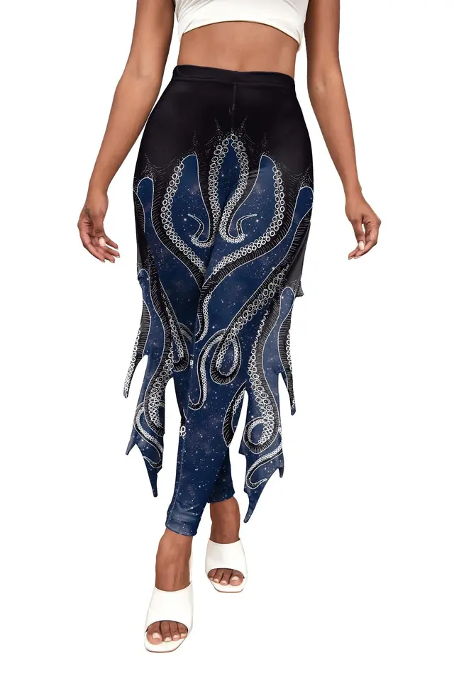 Colorful Little Mermaid Fin Mermaid Digital Print Hip Lift Feet Pants B2421028 - Shop at LoveMi