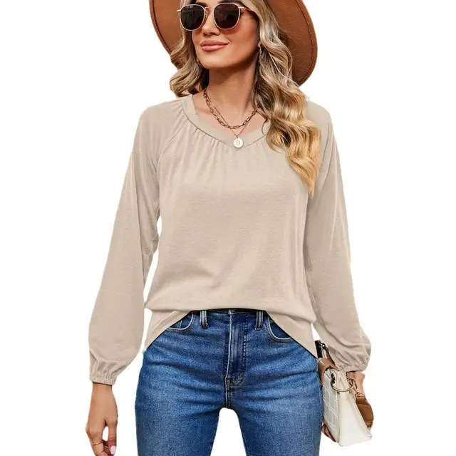 Women's Fashion Casual Loose Pullover Apricot - Shop at LoveMi