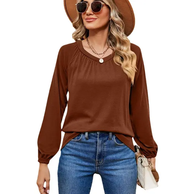 Women's Fashion Casual Loose Pullover Caramel - Shop at LoveMi