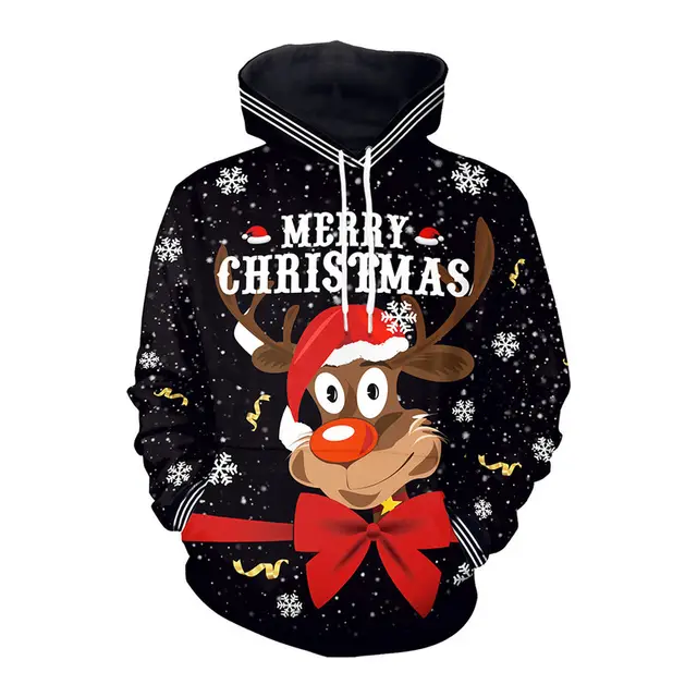 Elk Christmas Animal Print Couple Hooded Sweater Sb101126 - Shop at LoveMi