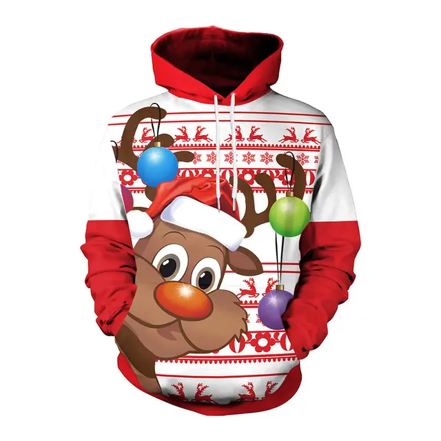 Elk Christmas Animal Print Couple Hooded Sweater Sb101134 - Shop at LoveMi