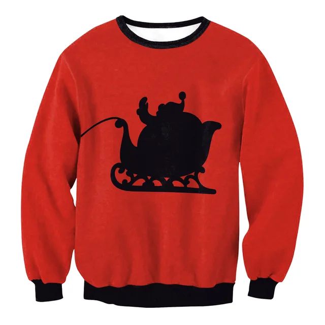 Women's Christmas Clothing Christmas Elk Digital Printed Round Neck Sweater Swys132 - Shop at LoveMi