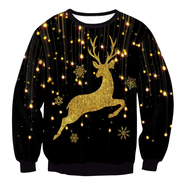 Women's Christmas Clothing Christmas Elk Digital Printed Round Neck Sweater Swys133 - Shop at LoveMi
