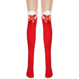 Thickened Women's Red Long Bow Christmas Stockings - Red