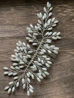 Bridal Wedding Headdress Wheat Pearl Handmade Comb - Silver