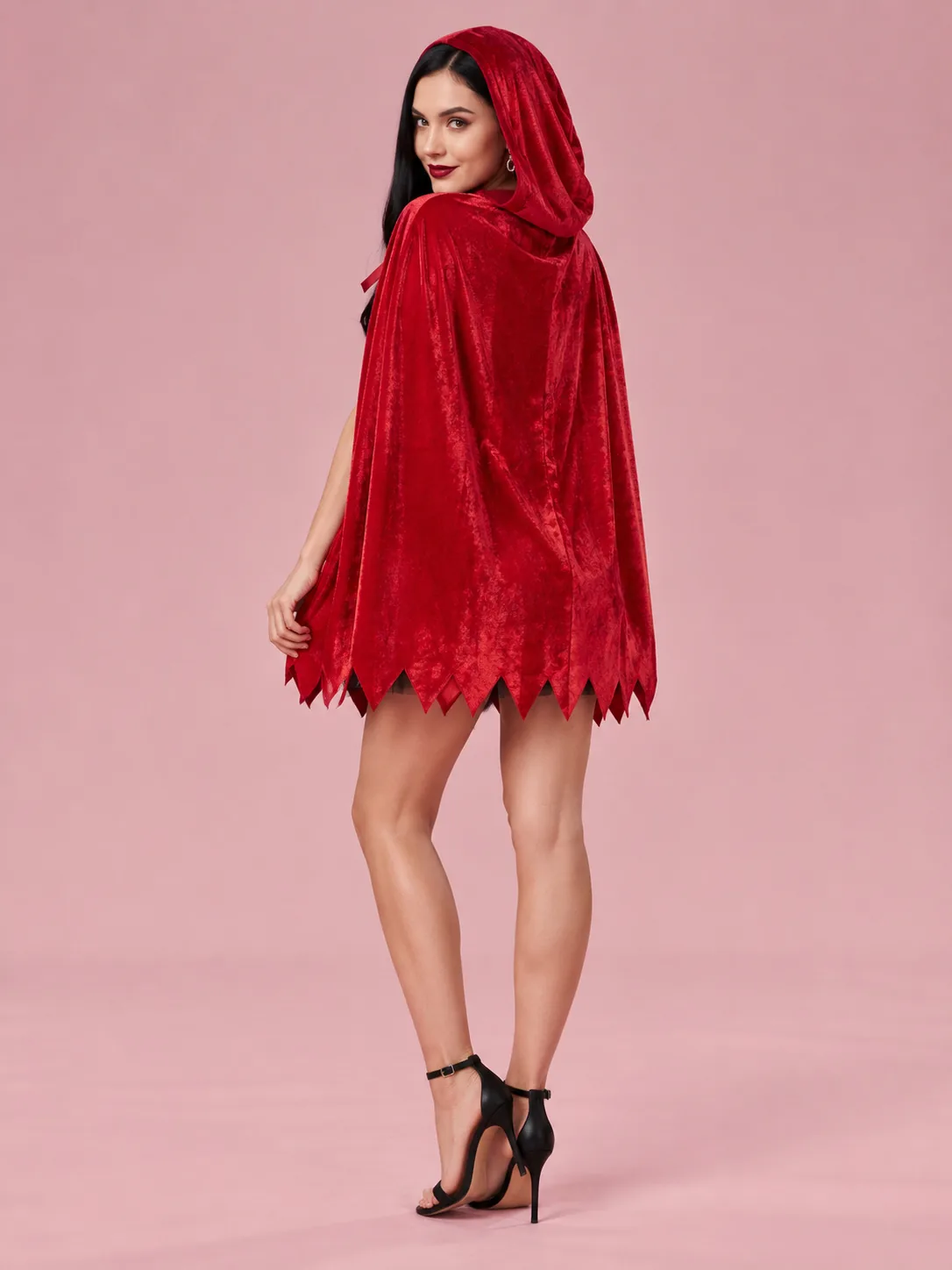 Horror Red Riding Hood Costume with Cape for Women - Red and Black - View 2