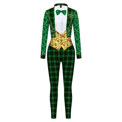 St. Patrick's Day Green Bow Digital Print Performance Dress B142409 - Shop at LoveMi