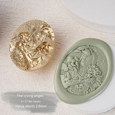 Original Wax Seal Medieval Hand Account Hand sealed Greeting Invitation Card Fire Paint Crying Angel - Shop at LoveMi