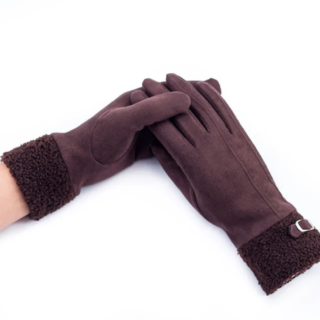 Warm Gloves Women's Winter Touch Screen Riding Plus Velvet Thickening Brown - Shop at LoveMi