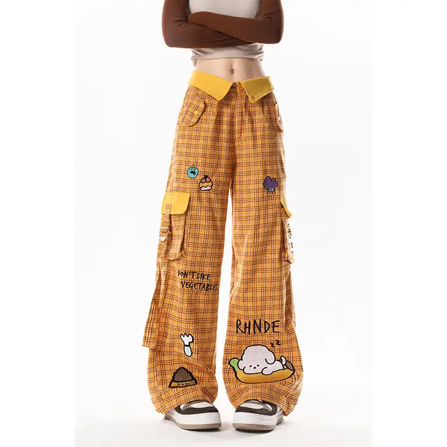 Casual All match Loose Straight Wide leg Pants Yellow - Shop at LoveMi