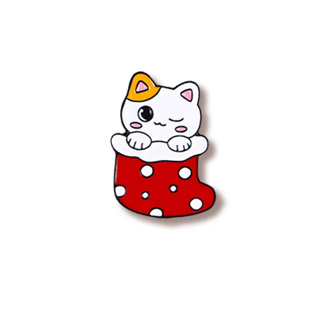 Christmas Brooch Cartoon Cat Cute Cz0394 1 - Shop at LoveMi