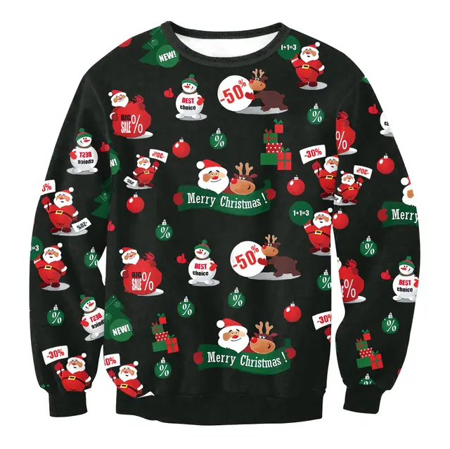 Women's Santa Claus Elk Long Sleeve Round Neck Loose Sweatshirt Swys001 - Shop at LoveMi