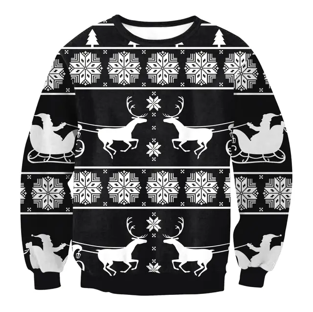 Women's Santa Claus Elk Long Sleeve Round Neck Loose Sweatshirt Swys003 - Shop at LoveMi