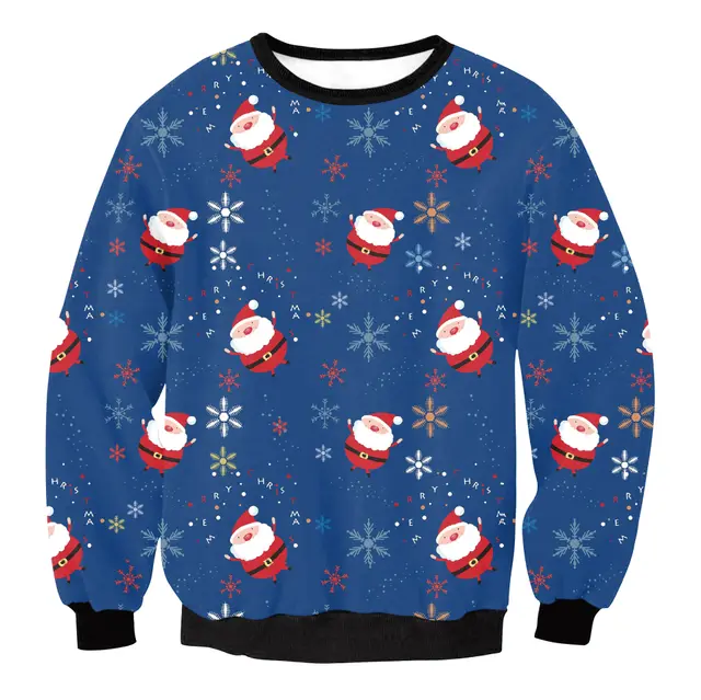 Women's Santa Claus Elk Long Sleeve Round Neck Loose Sweatshirt Swys004 - Shop at LoveMi