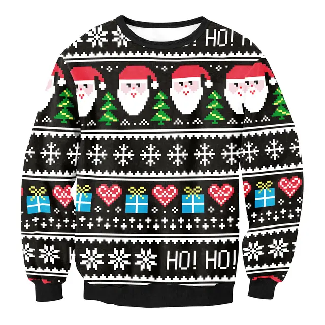 Women's Santa Claus Elk Long Sleeve Round Neck Loose Sweatshirt Swys023 - Shop at LoveMi