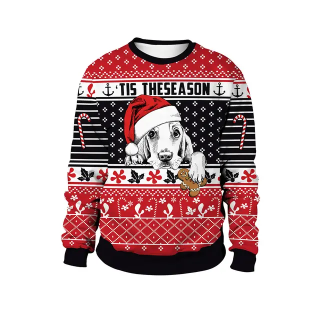 Women's Christmas Animal Print Pullover Round Neck Couple Sweater Sb102 049 - Shop at LoveMi