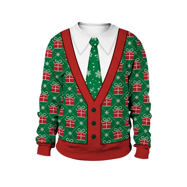 Women's Christmas Animal Print Pullover Round Neck Couple Sweater Sb102 054 - Shop at LoveMi