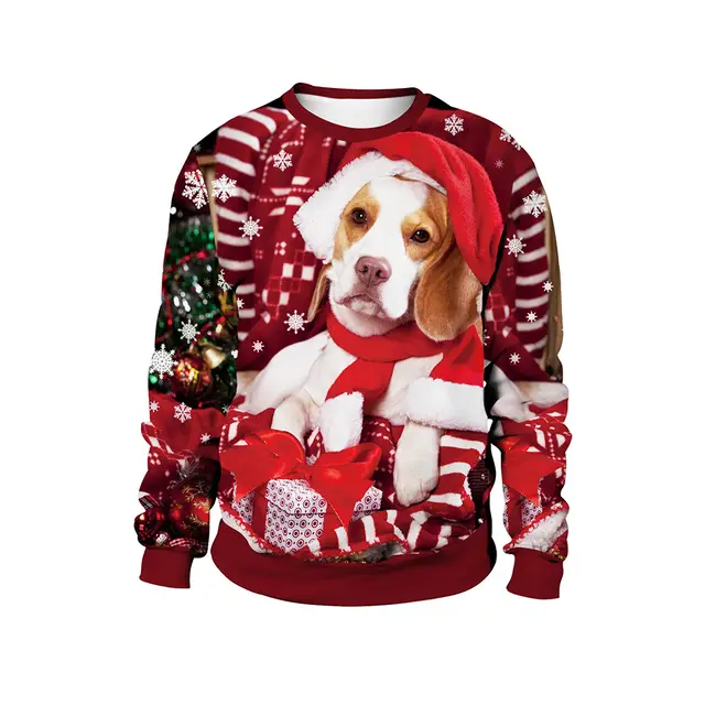 Women's Christmas Animal Print Pullover Round Neck Couple Sweater Sb102 059 - Shop at LoveMi