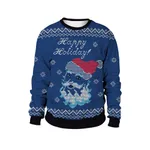 Women's Christmas Animal Print Pullover Round Neck Couple Sweater - Sb102 064-Xxl
