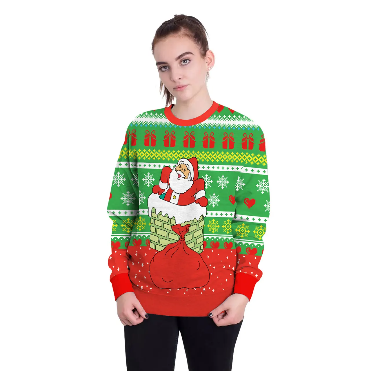 Women's Christmas 3D Digital Printed Pullover Sweatshirt - Swys036
