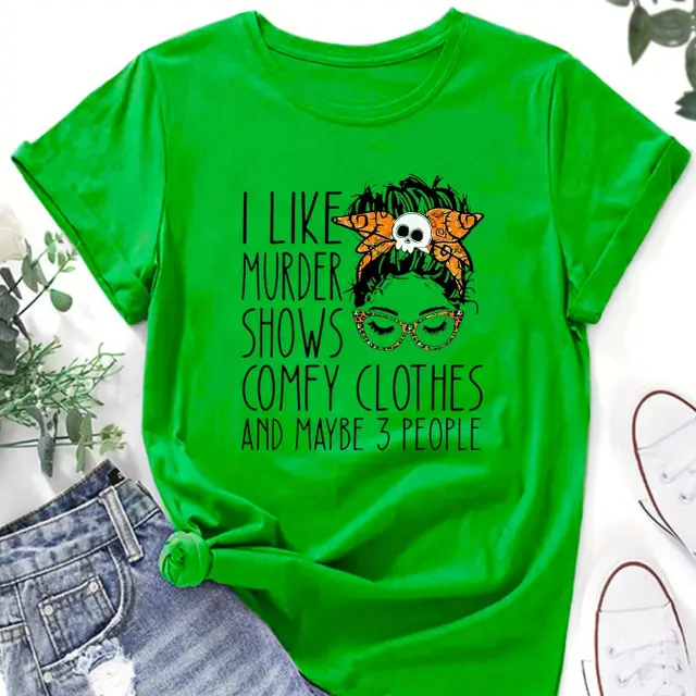 European And American Digital Printing Casual Round Neck Short Sleeves Green - Shop at LoveMi