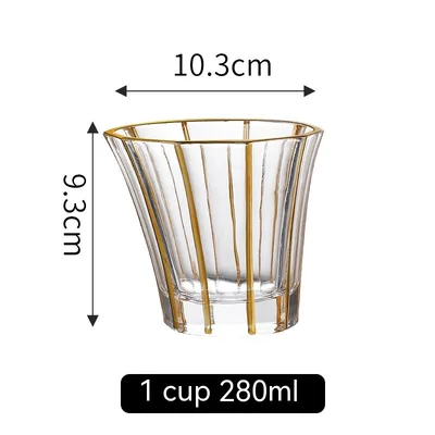 European Golden Rim Glass Drawing Golden Line Gold Painting No 10 Cup 280Ml - Shop at LoveMi
