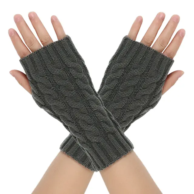 Warm Wool Gloves Winter Men's Open Finger Dark Gray - Shop at LoveMi