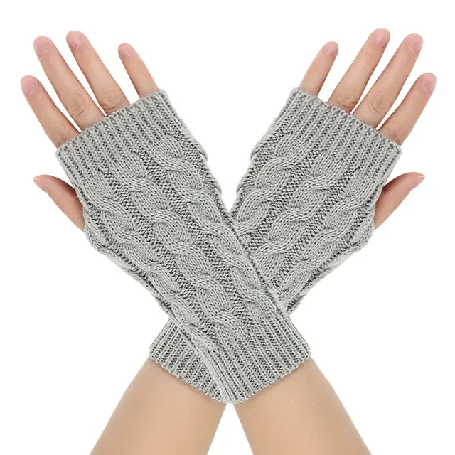 Warm Wool Gloves Winter Men's Open Finger Light Gray - Shop at LoveMi