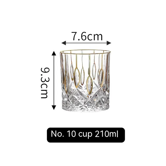 Golden Trim Gold Line Wine Glass Whiskey Decoration Cup Gold Painting No 1 Cup 210Ml - Shop at LoveMi