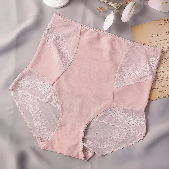Women's Fashionable Simple Solid Color Lace High Waist Shorts High Waist Lace Pink - Shop at LoveMi