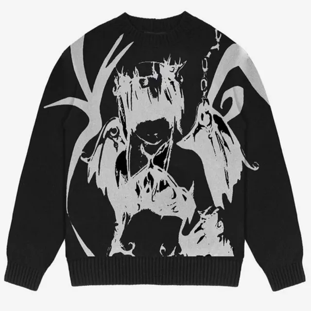 Women's Fashion Casual Round Neck Sweater Black 01 - Shop at LoveMi