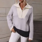 European And American Comfortable Zipper Pullover Women - Blue