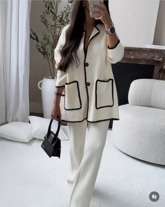 Fashion Stitching Bag Set White Pants - Shop at LoveMi
