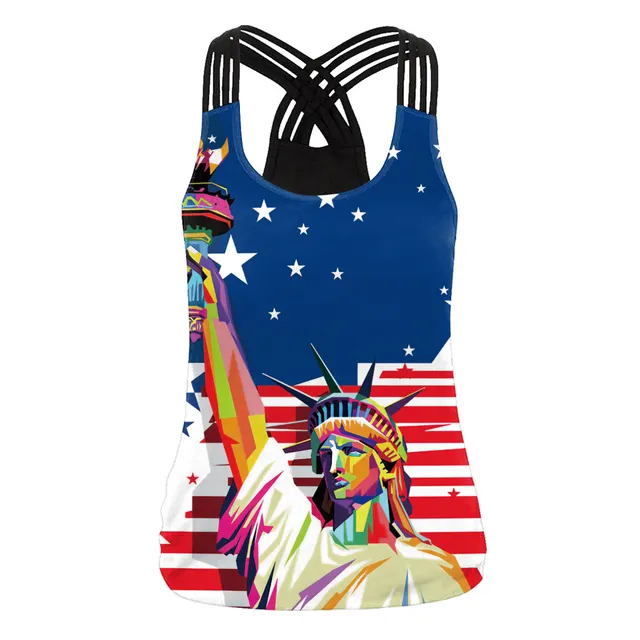 Women's Casual All match Yoga Striped 3D Digital Printing Camisole B104 211 - Shop at LoveMi