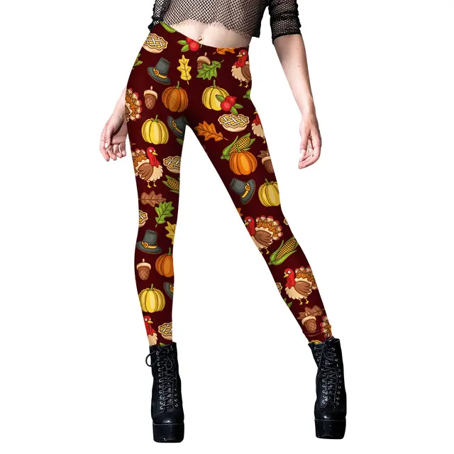 Women's Christmas Fruit Turkey Pattern Digital Printing Leggings B416 1089 - Shop at LoveMi