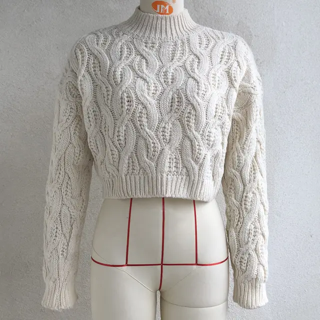 Autumn And Winter Round Neck Long Sleeve Knitted Sweater Top Women White - Shop at LoveMi