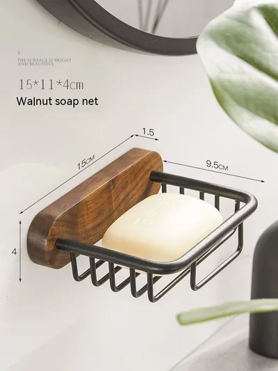 Wash Basin Walnut Soap Dish Wall mounted Punch free Single Soap Dish - Shop at LoveMi