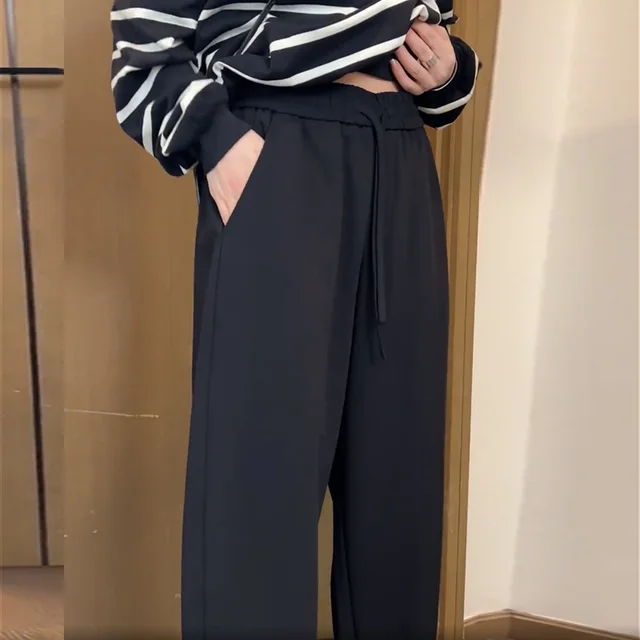 Large Size Slimming Suit Pant Minimalist Design Black - Shop at LoveMi