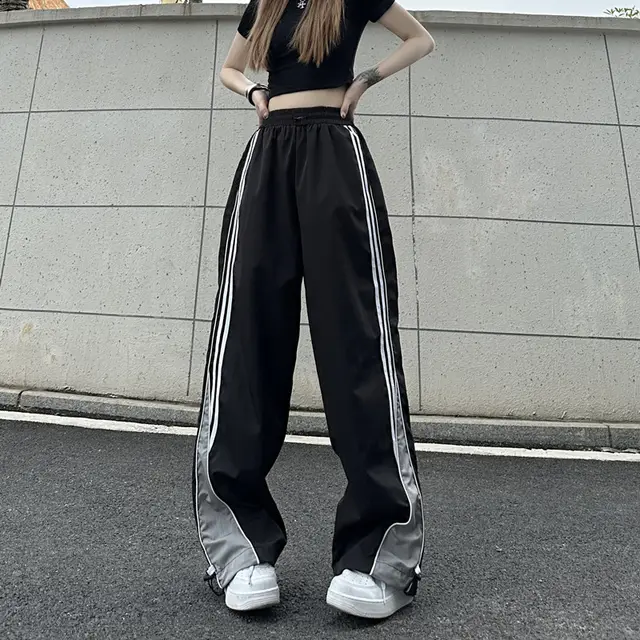 Contrast Color Side Striped Black Pants For Women Black - Shop at LoveMi