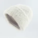 Plush and gentle rabbit hair knitted pile hat - Milky White