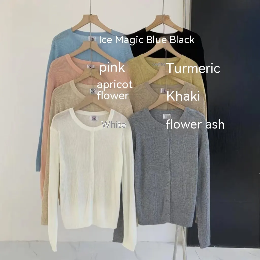 Fashionable Simple White Round Neck Sweater - Ice Magic Blue