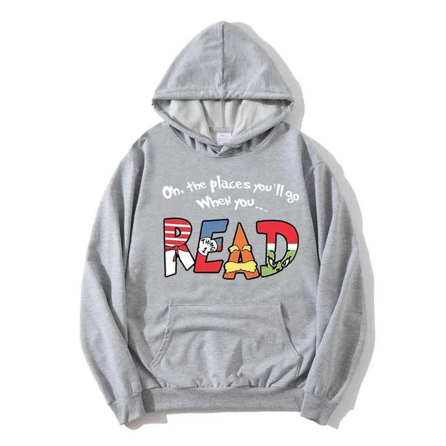 Autumn And Winter European And American Color Letter Printing Hooded Casual Sweatshirt Grey - Shop at LoveMi