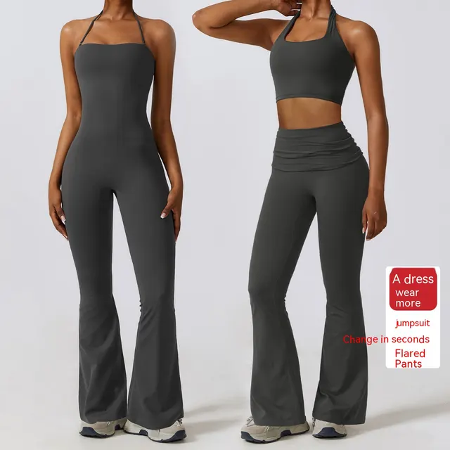 Women's Tight One piece Casual Waist Bootleg Pants Gray - Shop at LoveMi