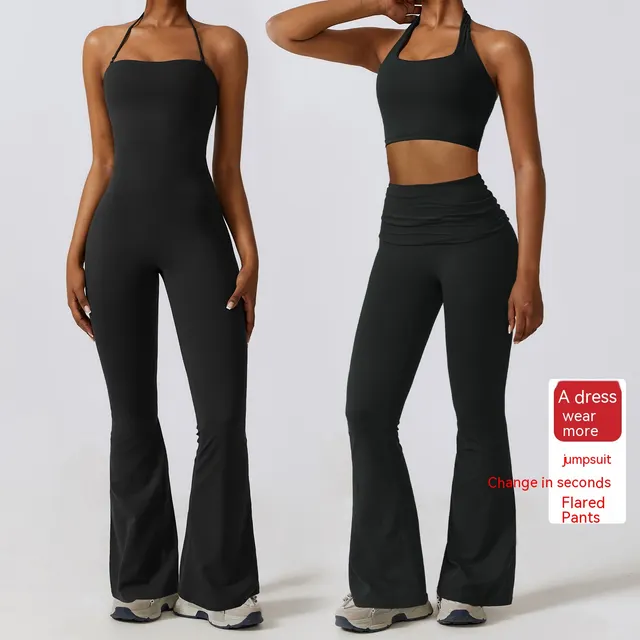 Women's Tight One piece Casual Waist Bootleg Pants Premium Black - Shop at LoveMi