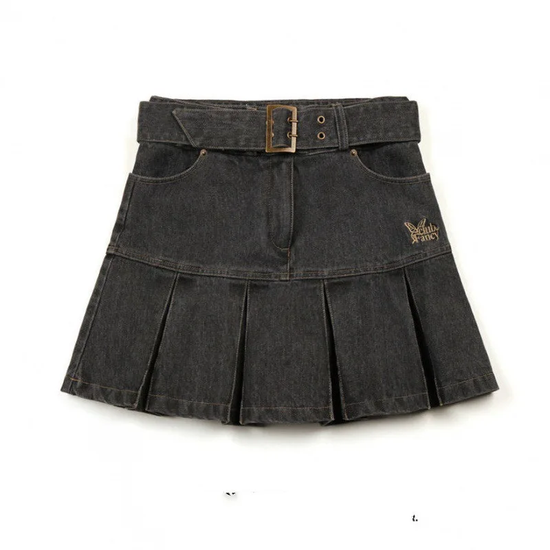 Summer Butterfly Embroidery Denim Skirt Black - Shop at LoveMi
