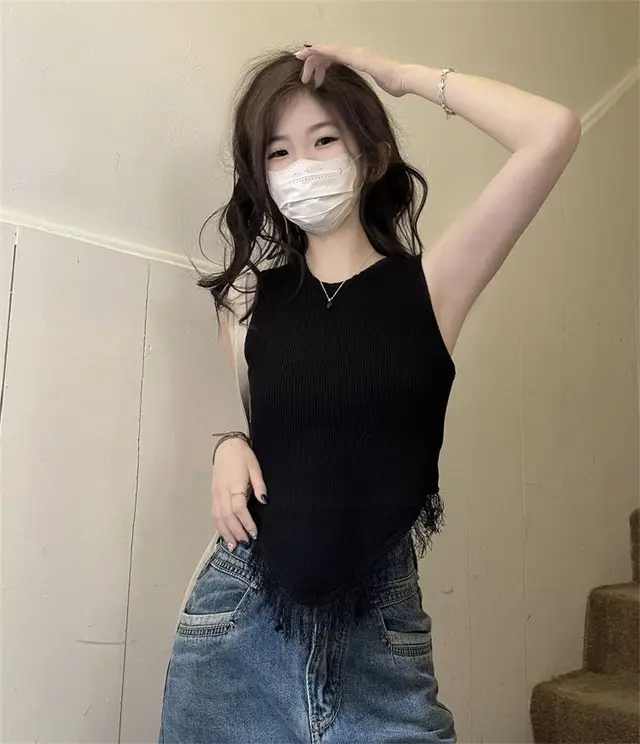 Women's Pure Color Halter Strap Elegant Knitted Sleeveless Top Black - Shop at LoveMi