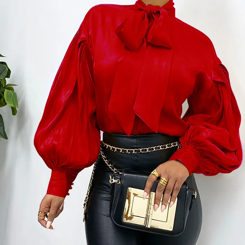 Women's Long Sleeve Solid Color Shirt Retro Red - Shop at LoveMi