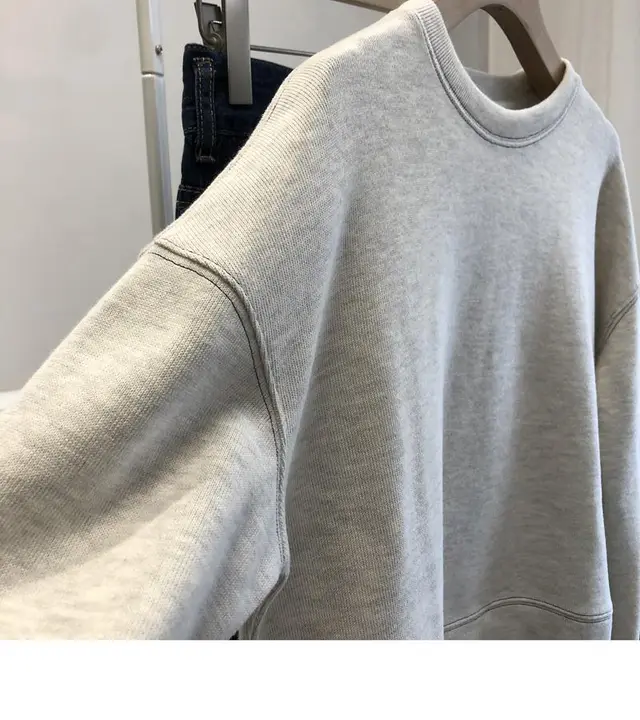 Short Round Neck Bright Line Sweater Women's Loose Pullover Leisure Long Sleeve White Flower Gray - Shop at LoveMi