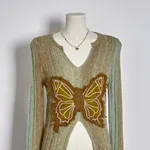 American-style Three-dimensional Butterfly Patch Sweater