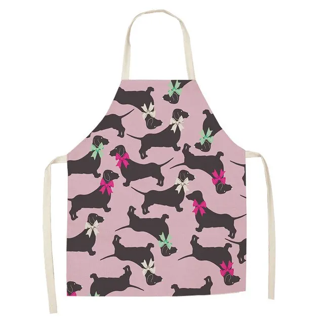 Cartoon Cute Dog Printed Cotton And Linen Apron Kitchen Home Cleaning Parent child Sleeveless Coverall Generation Hair W 14012 - Shop at LoveMi